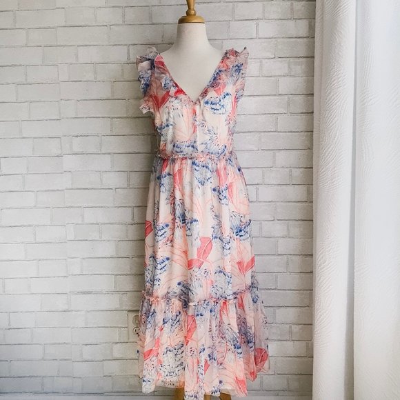 Suzanne Betro Floral Tiered Maxi Dress 